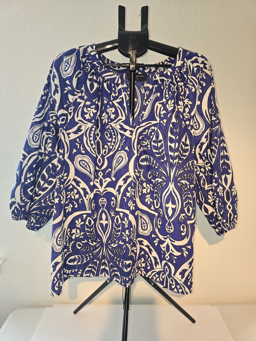 Lane Bryant Blue & White Paisley Blouse 100% Cotton Plus Size 22/24 NWOT